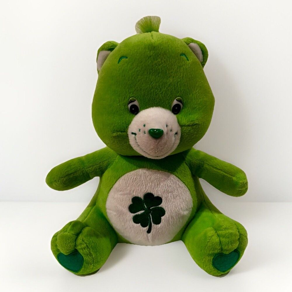 Care Bears Shamrock Green Bear Plush 2004 Nanco Vintage Good Luck
